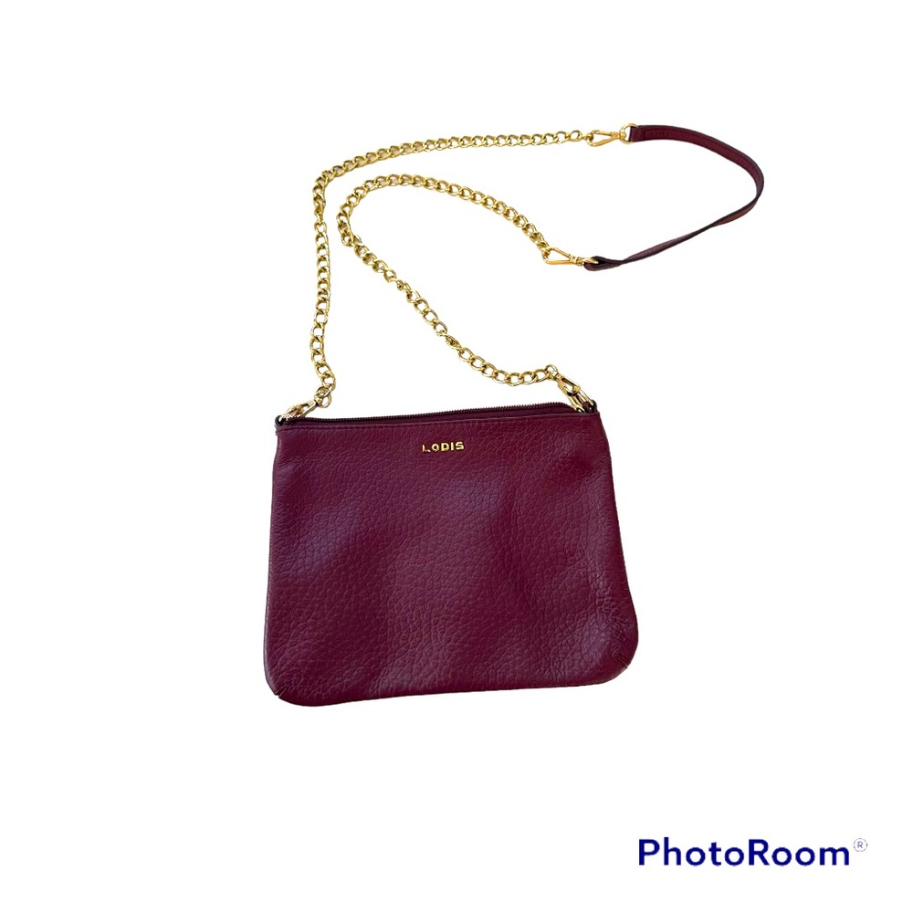 Lodis Leather Crossbody Bag Red Wine